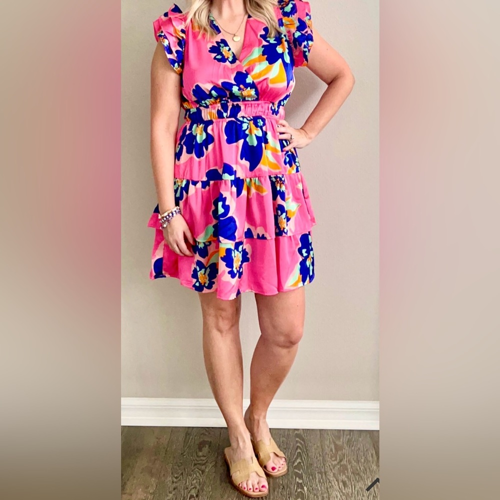 Floral Pink Ruffle Dress